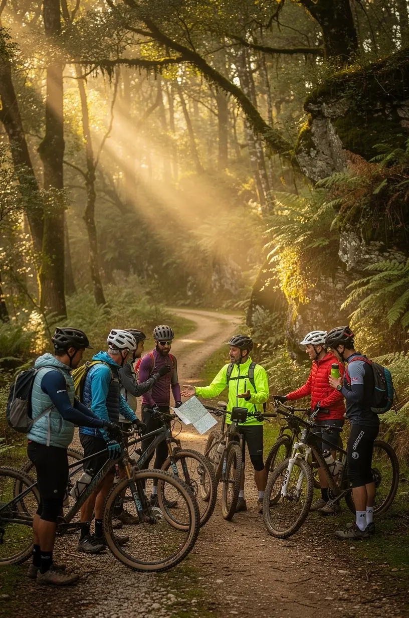 Group cyclists enjoying a scenic route together.